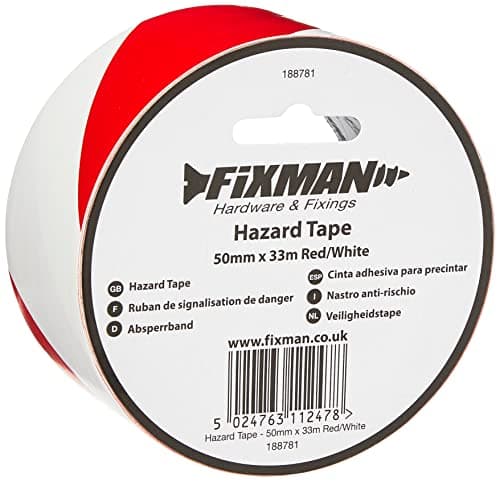 Image of Fixman 188781 Hazard Tape 50 mm x 33m Red/White