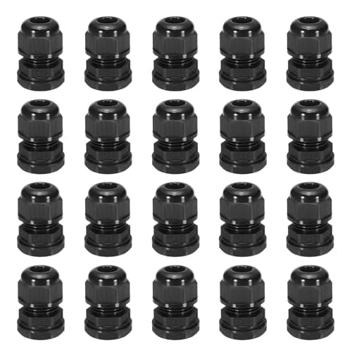 Image of sourcing map 20 Pcs PG11 Cable Glands Adjustable 6-10mm PA6 Nylon IP68 Waterproof Connectors with Seals Anti-Corrosion for Industrial/Outdoor Electrical Systems (Black)