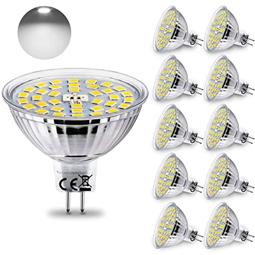 Image of HiBay 10x MR16 LED Bulbs Cool White 12V GU5.3 Bi-Pin Spotlights Bulb 4W Replace 35W-45W Halogen Energy Saving Light Non-Dimmable