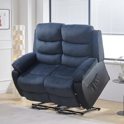 Image of BSTSEL Recliner Armchair Electric Riser Reclining Chair Heavy Duty Lift Chair for Elderly, with Massage & Heat, Extended Footrest Electric Lounge Sofa (Blue Grey, 2 Seater)