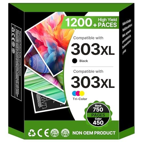 Image of 303XL 303 XLInk Cartridges Combo Pack Replacement for HP 303 303XL Ink Cartridges Black and Colour Compatible With HP Envy Photo 6200 6230 7100 7134 7234 6234 6220 7830 7130 Printer(2-Pack)