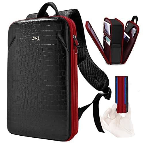 Image of ZINZ Protective Laptop Backpack, Expandable Computer Bag Rucksack with Hard Leather Cover & 3 Compartments for 15 15.6 16 inch Notebooks, Ergonomic Shoulder Strap，B02RD01