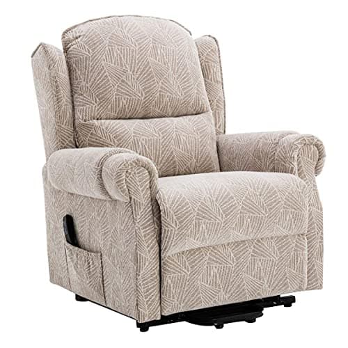 Image of Morris Living Winchester Dual Motor Riser Recliner Mobility Chair in Cream Brushstroke Fabric