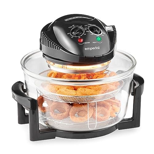 Image of Emperial Premium Black 17L Halogen Convection Oven Cooker Air Fryer 1400W Includes Accessories Pack, Timer & Extender Ring