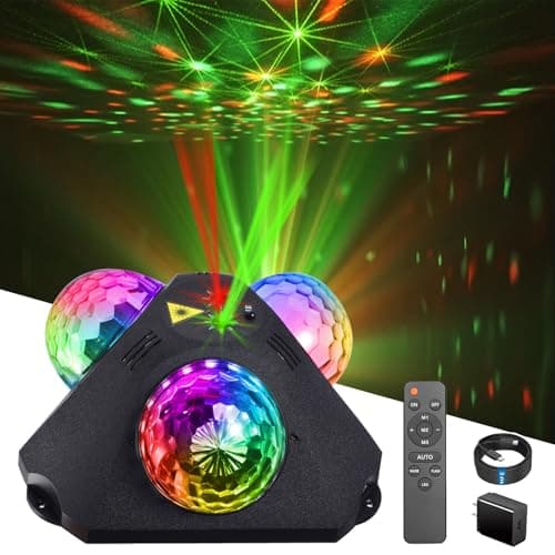 Image of LED Stage Light with 3 Rotating Crystal Balls, Party Disco Effect, Black