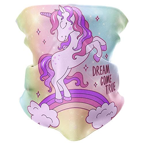 Image of Girls Balaclava Skiing Face Cover , Unicorn Gifts for Girls Pink Multifunctional Headwear Snood Scarf Neck Gaiter, Motorcyle Face Protection Sun Dust Wind Proof Outdoor (Unicorn Dream Come True)