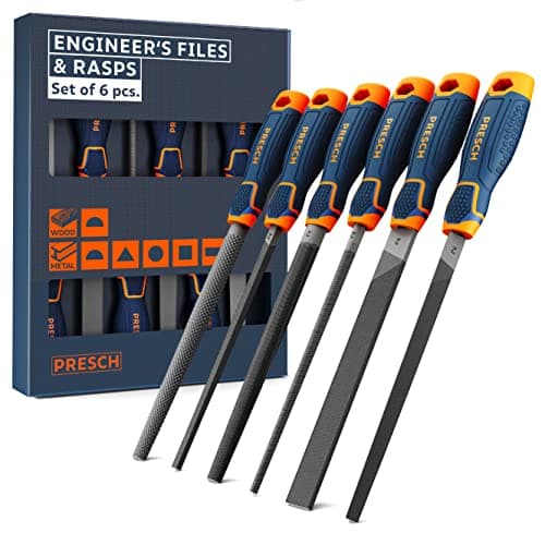Image of Presch File Set Metal and Wood 6 pcs. - Professional File Set incl. Half-Round rasp, Flat Stump File, Half-Round File, Round File, Triangular File and Square File