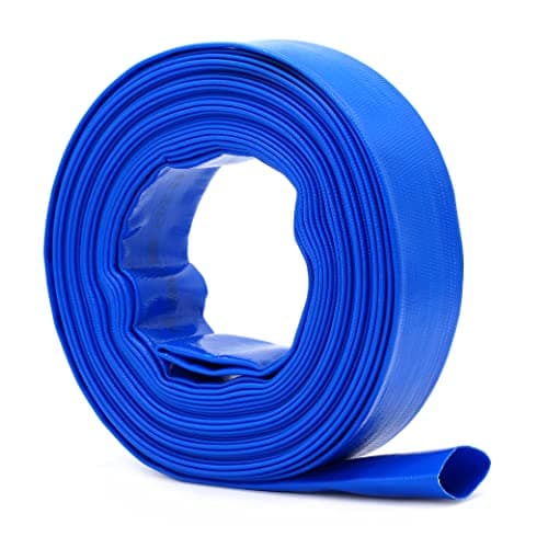 Image of 10m x 25mm (1 Inch) Diameter Layflat Discharge Pond Hose Pipe Lay Flat Submersible Pump Water Pump Hose, Blue