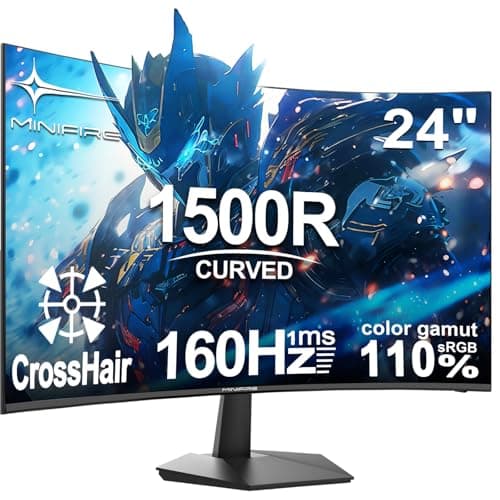 Image of Minifire 24 Inch Gaming Monitor, 160Hz, Curved Gaming Monitor, 1500R, 1Ms, sRGB130%, FHD 1080P Computer Screen, VESA Compatible, Eye Care Adaptive Sync HDMI＆DP Prots (MFG24C1L)