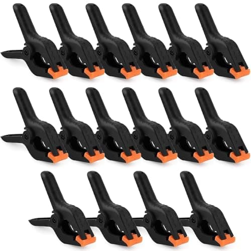 Image of BREANIFULL 16 Pieces 4 Inch Nylon Spring Clamps Heavy Duty Spring Clips Clamps Plastic Heavy Duty Spring Clips Strong Grip Clips Backdrop Clamps for Crafts, Woodworking, Photography Studios, Outdoor
