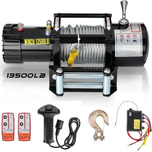 Image of GEARFLOW Electric Winches 13500lb 12v Wireless Recovery Budget Electric Winch High-Power Motor, Full Steel Gearing, Heavy Duty Sealed Solenoid, 2 Wireless Remotes&Wire Remote User-Friendly Steel Rope