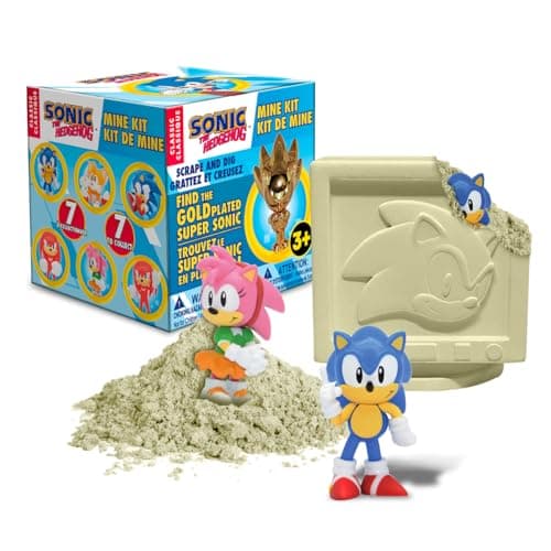 Image of Sonic The Hedgehog Minekit Licensed Dig‑and‑Discover Toy with Amy's Hammer, 7 Figures Mystery (Includes Rare Gold-Plated Supersonic) Just Toys