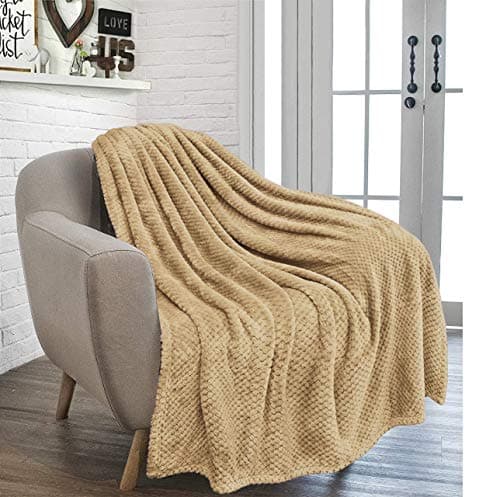 Image of RayyanLinen Waffle Honey Comb Throw Blanket Super Soft Luxurious Versatile Sofa Bedspread Travel Throw (MINK, DOUBLE - 150 x 200CM)
