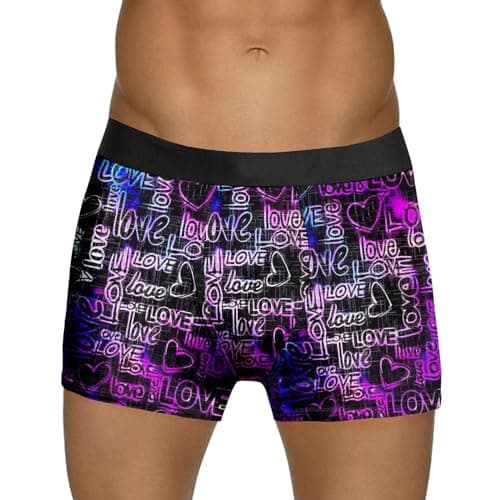 Image of WILLBEST Valentines Mens Boxers Shorts Underwear Love Heart Print Funny Man Gift Men Cotton Trunks Boxer Briefs Valentine's Day Gifts for Him Husband Boyfriend Father