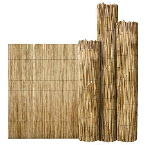 Image of FlickBuyz Bamboo Natural Garden Peeled Reed Fence Screening Roll Privacy Border Wooden Wind/Sun Protection (1M x 4M)