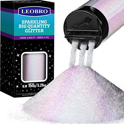 Image of LEOBRO Fine Glitter 150G/5.29OZ Holographic Iridescent White Resin Crafts Glitter Holographic for Resin Body 1/128"(0.2MM)