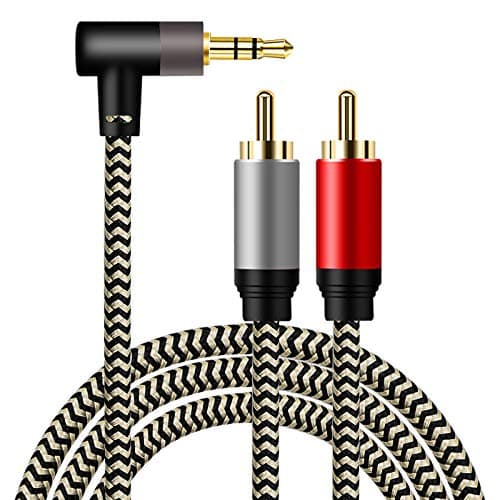 Image of 3.5mm to 2RCA Audio Cable 1M,Hanprmeee [Dual Shielded Gold-Plated] 3.5mm Male to 2RCA Male Stereo Audio Adapter Coaxial Cable Nylon Braided AUX RCA Y Cord for Smartphones,MP3,Tablets,HDTV.(1M/3FT)