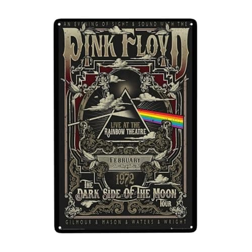 Image of EZKYZTLW Pink Rainbow Floyd Metal Sign Tin Plaque Signs Retro Wall Decor Aluminum Poster Sign For Bar Cafe Video Store Garage Home Pub Beer 8x12 Inch