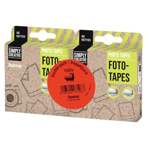 Image of Hama Photo Adhesive Tape for Sticking Photos, Postcards and Tickets | 1,000 Pieces | Double Sided | Self Adhesive