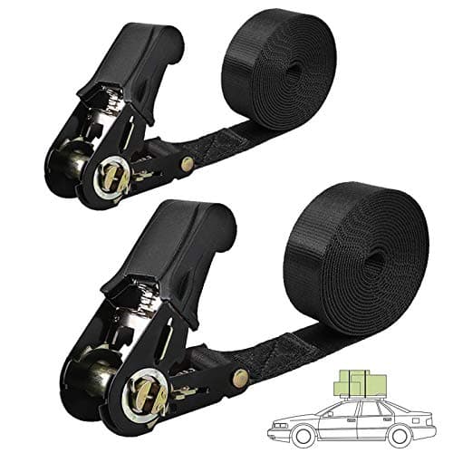 Image of Endless Ratchet Tie Down Straps Heavy Duty Cargo Tie Downs, Durable Nylon Black Strap Down Ratcheting Securing Straps, Track Spring Fittings, Tie-Down Motorcycles, Trailer Loads, Kayak (20ft - 2pack)