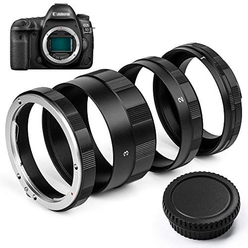 Image of Fotover Macro Extension Tube Ring for All Canon EOS EF Mount DSLR Cameras 6D Mark II 5D Mark IV EOS 200D 60D 80D 70D 5Ds R 5D Mark III 600D with Body Rear Lens Cap