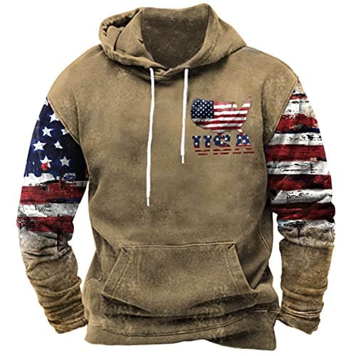 Image of Hoodies for Men Casual Graphic Hoodie Usa Drawstring Hooded Sweatshirts Vintage Relaxed Fit Pullover with Pockets Fashion Long Sleeve Jumpers Mens Winter Clothes Tall