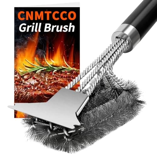Image of CNMTCCO Grill Brush and Scraper - 45cm Extra Long Stainless Steel BBQ Cleaner, Heavy Duty 360° Wire Bristles for Gas, Charcoal, Electric & Weber Barbecue Accessories - Rust Proof & Safe