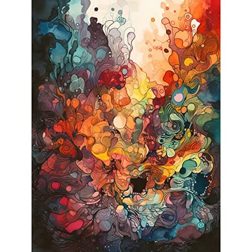 Image of Artery8 Abstract Coral Reef Organic Shapes Modern Rainbow Acrylic Colour Painting Extra Large XL Wall Art Poster Print