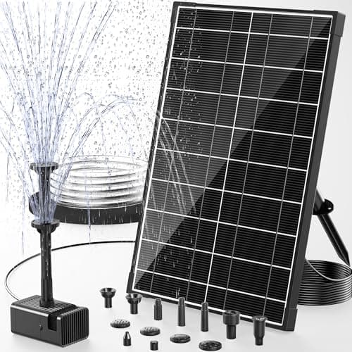 Image of POPOSOAP 8W Solar Fountain Pump for Bird Bath, Glass Panel Solar Water Pump with 8 Nozzles, 4ft Tubing, Low-Water Auto Stop & 2 Filter Sponges, 360° Bracket for Garden Pond & DIY Water Features