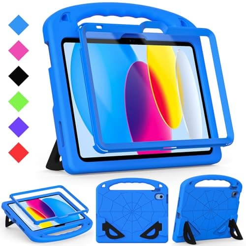 Image of GOZOPO Kids Case for iPad A16 11th Generation 11" 2025 / iPad 10th Generation 10.9 Inch 2022, with Built-in Screen Protector and Kickstand, Shockproof Cover for i Pad 11/10 Gen, Blue