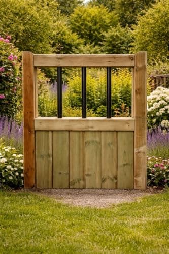 Image of Wooden Garden Gate Pedestrian Gate Wooden Pressure Treated 3ft 90cm,(90cm High x 90cm Wide x 5cm Deep)