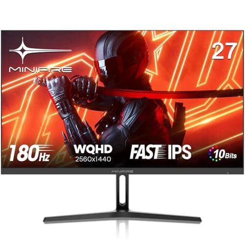 Image of Minifire 27-inch 180Hz QHD Gaming Monitor, 2560x1440 IPS, 1ms MPRT, Adaptive Sync, 10-bit, 90% DCI-P3, 120% sRGB, HDR, Eye Care, AI Crosshair, HDMI 2.0&DP 1.2, VESA 100x100mm (MFG27F4Q)