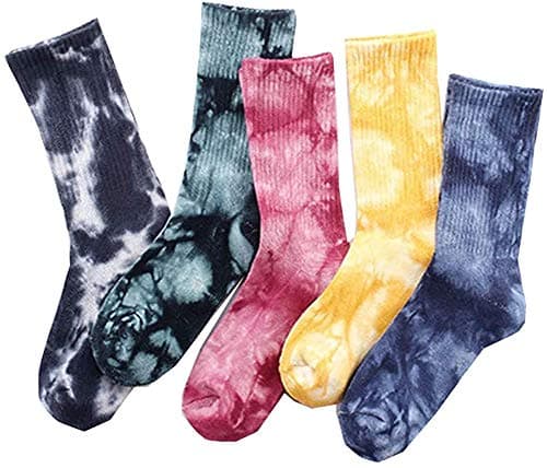 Image of Siehin Unisex Tie Dye Athletic Socks Elite Cushioned Crew Socks for Men Women (5 Packs Pattern 1)