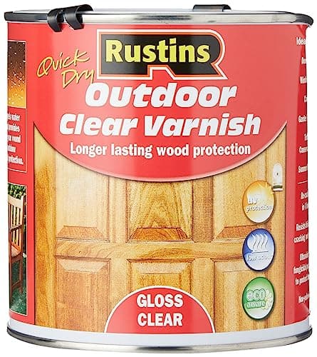 Image of Rustins EAVG1000 Quick Dry Outdoor Clear Varnish 1L, Gloss