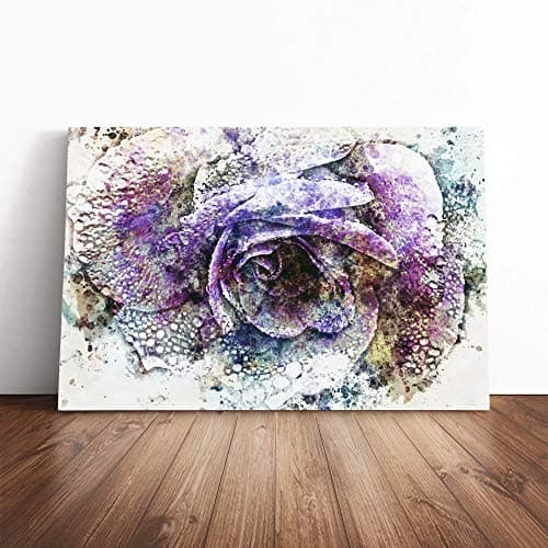 Image of Purple Rose in Abstract | Canvas Wall Art Print | Framed & Ready to Hang Picture | Modern Home Decor for Living Room, Bedroom, Kitchen or Office | 30x20 Inches