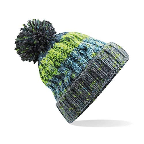 Image of ASVP Shop Corkscrew Cable Knitted Bobble Hat Plain Mens Womens Beanie Warm Winter Pom Wooly Cap (Electric Grey)