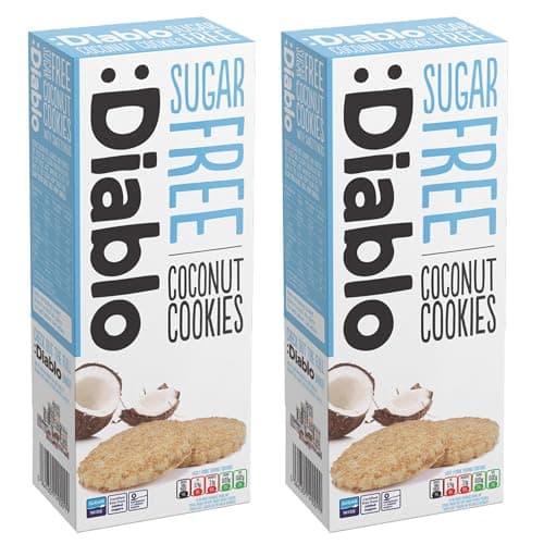Image of Diablo Sugar Free Cookies, Coconut – Low Sugar Snacks, Cookies Biscuits for All, Sweetened with Maltitol, Ideal for Gifting, Festive Hampers, Holiday Events & Special Occasions – 150g Pack of 2