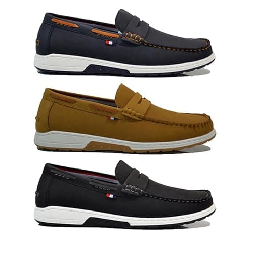 Image of Men’s Slip On Loafers Moccasin | Lightweight & Comfortable Memory Foam - Ideal for Casual Walking, Boat Deck, Driving Shoes (Navy, UK Footwear Size System, Adult, Men, Numeric, Medium, 8)