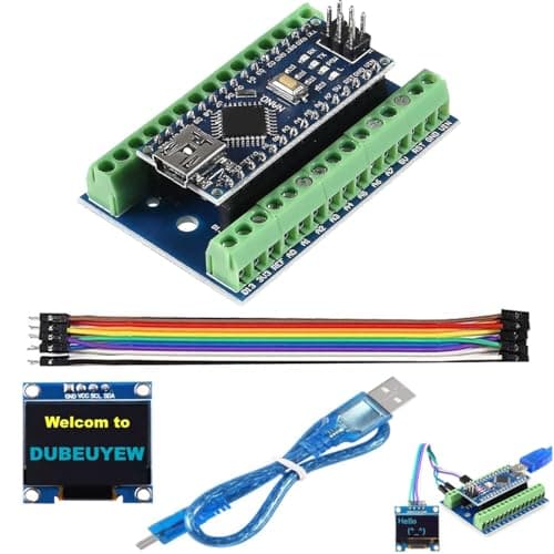 Image of DUBEUYEW Nano-Module Soldered, Nano-Board CH340-Chip, 5 V, 16 MHz for Arduino, with a Breakout Board + a Micro USB Cable + oen 0.96 inch 128 x 64 12864 pixel OLED LCD Display