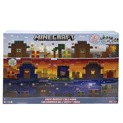 Image of Minecraft Mob Head Minis Advent Calendar Featuring Pixelated Video-Game Character Figures with Giant Heads, Collectible Toy- Ages 6 Years & Older, HHT64