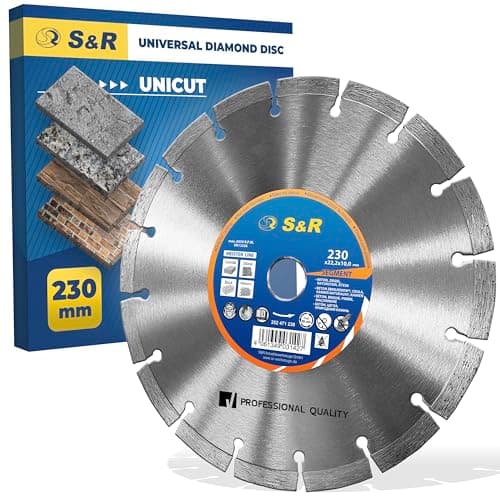 Image of S&R Diamond Cutting Disc 230 x 22.2 mm, Saw Blade for angle grinder, universal use: Diamond cutting blade for Concrete, Stone, Brick, Masonry discs