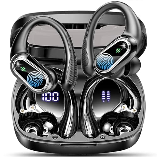 Image of Wireless Earbuds, Bluetooth 5.3 Sport Headphones HiFi Stereo Noise Cancelling Earbuds with Mic, Wireless Headphones 50H Dual LED Display, In Ear Ear Buds with EarHooks, IP7 Bluetooth Earphones Running