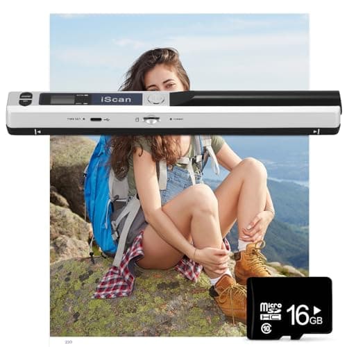 Image of AOZBZ Portable Document Scanner, 900DPI Hand Held USB Image Scanner A4 Colour Photo Mobile Scanner Handy Scan (JPG/PDF Format, High Speed USB 2.0, Micro Need SD/TF Card Included) (White)