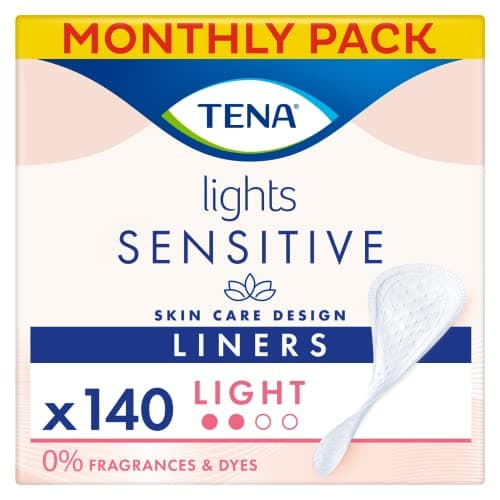 Image of TENA Discreet Lights Sensitive Light - Incontinence Protectors - Unexpected Urine Leaks - 5 Packs of 28 Each = 140 Anatomically Breathable Lipstick