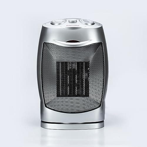Image of STATUS Oscillating Ceramic PTC Fan Heater 1500 W, Silver Portable Heater with 2 Heat Settings + Fan Only Mode, Adjustable Thermostat, Safety Cut‑Off, (CFH‑1500W1PKB6)