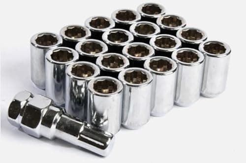 Image of Titan Alloy Wheel Tuner Nuts Set of 20 - Tuner Key - M12x1.5 Slim Chrome Lug Nuts - Compatible with Ford, Mazda, Honda, Kia, Suzuki