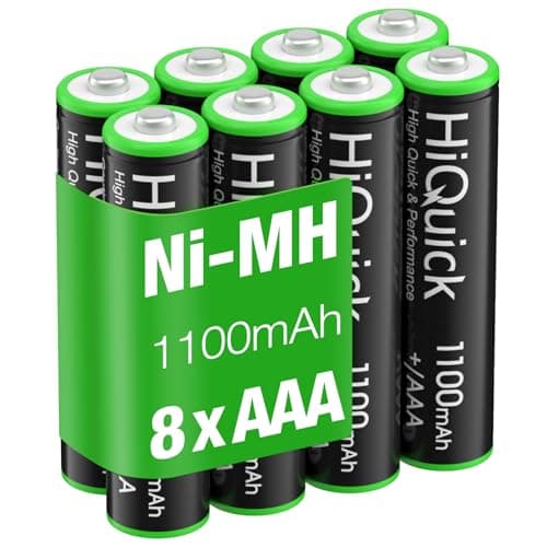 Image of HiQuick 8 x AAA Rechargeable Batteries, Rechargeable 1100mAh Battery, Ni-MH Recycle High Capacity Performance, Pack of 8
