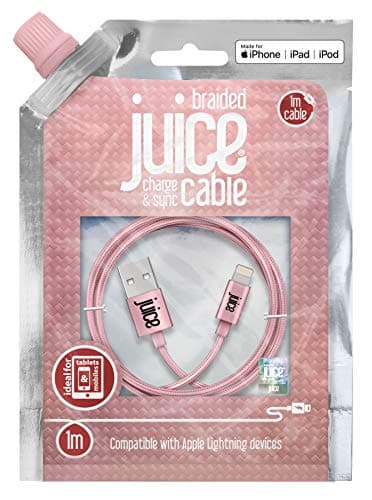 Image of Juice Apple Lightning Cable 1m Braided Rose Gold ,iPhone 14, Max, Pro, Plus,13, Max, Pro and Mini , 12, Max,Pro and Mini,11, Pro, X, Xr ,8, 7, 6, SE, 5,iPad,