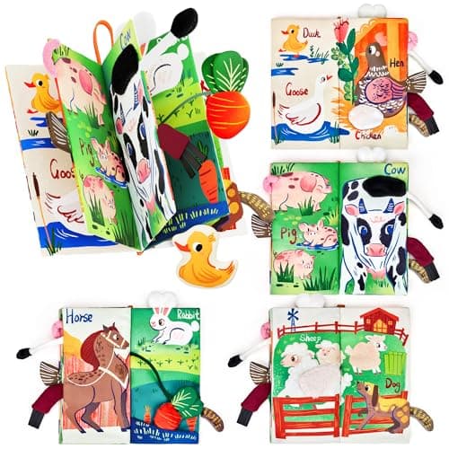Image of JoyCat Baby Toys 0-6 Months Farm Tails Sensory Books for Babies Touch and Feel Soft Books, Crinkle Book Baby Essentials for Newborn Infants Toys, Newborn Gifts for 0 3 6 12 months Boys Girls