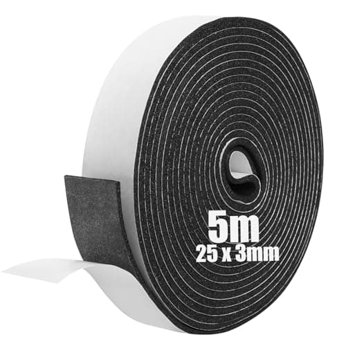 Image of SDLDEER Foam Tape, Self Adhesive Foam Strip 25mm(W) X 3mm(T) X 5m(L) Weather Stripping Door Seal Strip, Draft Excluder for Windows Door, Anti-Collision, Weatherproof, Window Soundproofing